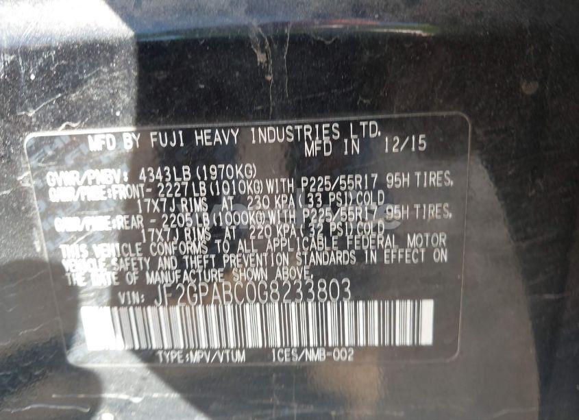 Photo 9 of 2016 Subaru Crosstrek 2.0I PREMIUM (VIN JF2GPABC0G8233803)