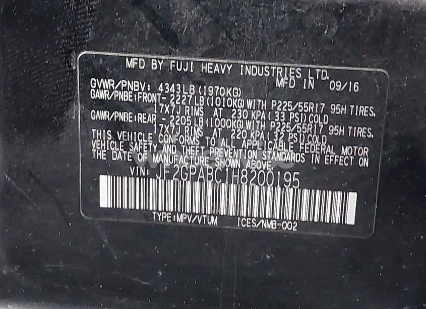 Photo 9 of 2017 Subaru Crosstrek 2.0I PREMIUM (VIN JF2GPABC1H8200195)