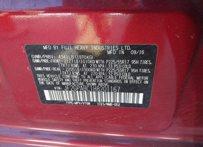 Photo 9 of 2017 Subaru Crosstrek 2.0I PREMIUM (VIN JF2GPABC1H8201167)