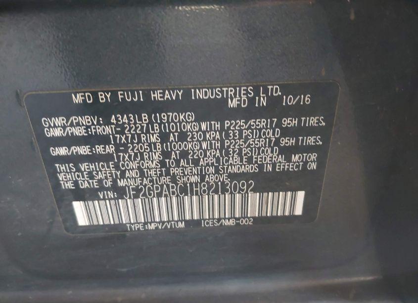 Photo 9 of 2017 Subaru Crosstrek 2.0I PREMIUM (VIN JF2GPABC1H8213092)