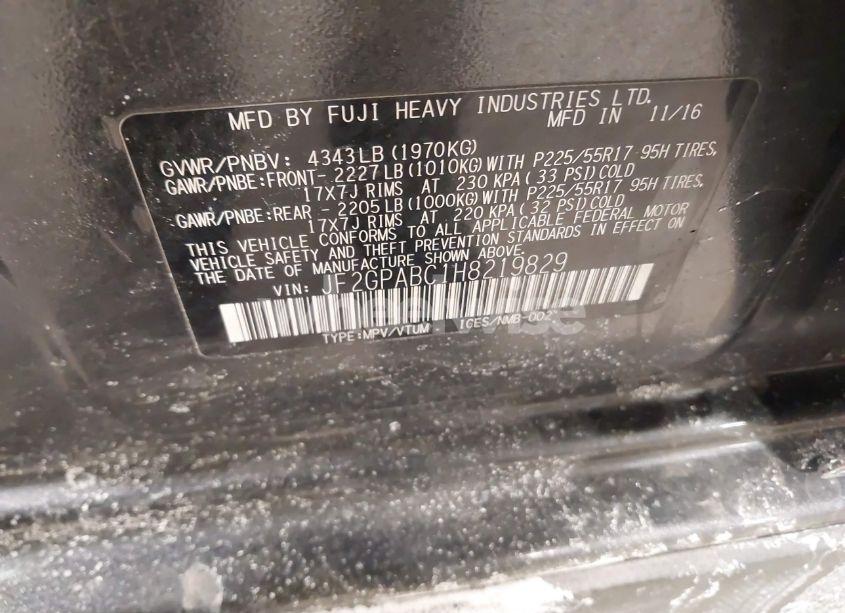 Photo 9 of 2017 Subaru Crosstrek 2.0I PREMIUM (VIN JF2GPABC1H8219829)