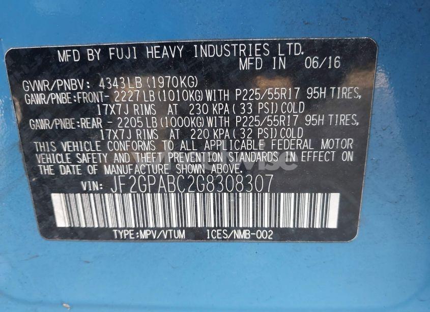 Photo 9 of 2016 Subaru Crosstrek 2.0I PREMIUM (VIN JF2GPABC2G8308307)