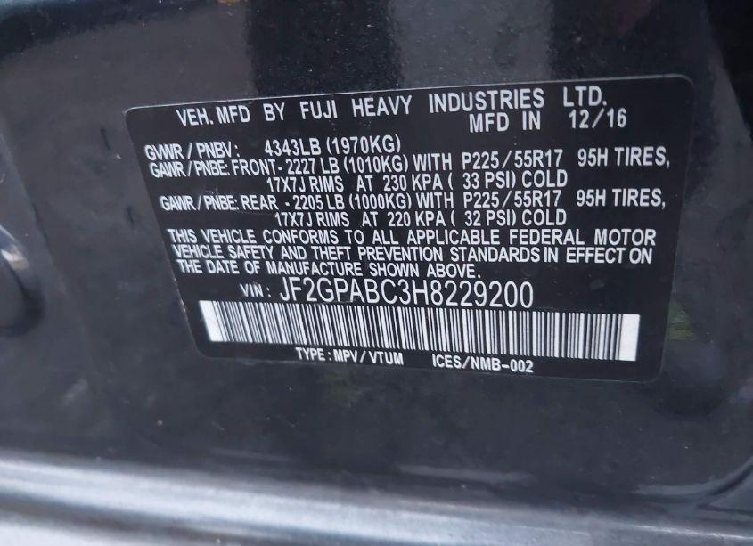 Photo 9 of 2017 Subaru Crosstrek 2.0I PREMIUM (VIN JF2GPABC3H8229200)