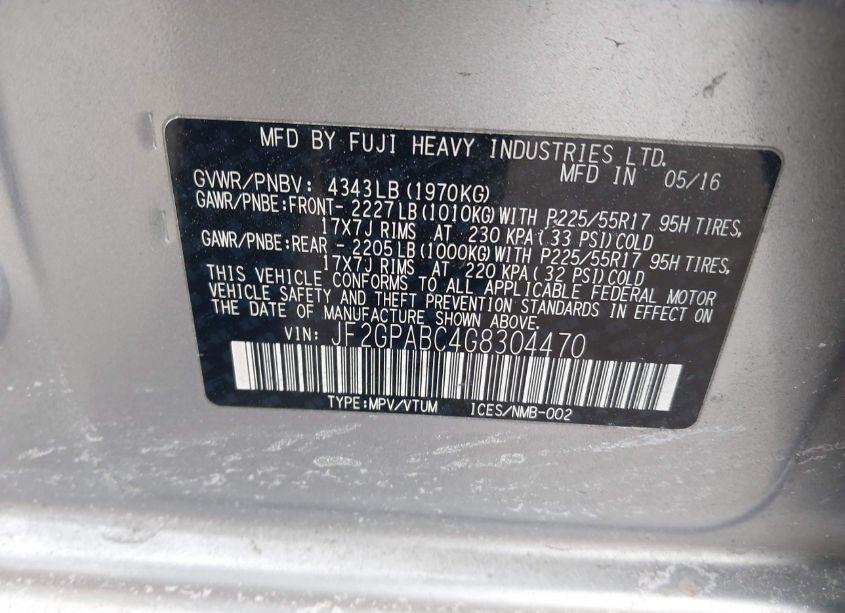 Photo 9 of 2016 Subaru Crosstrek 2.0I PREMIUM (VIN JF2GPABC4G8304470)