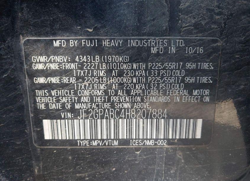 Photo 9 of 2017 Subaru Crosstrek 2.0I PREMIUM (VIN JF2GPABC4H8207884)