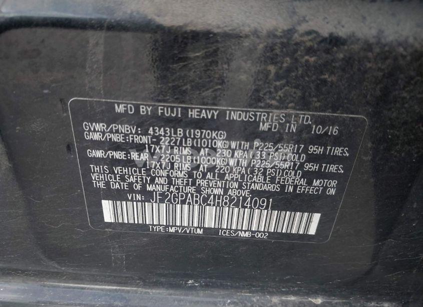 Photo 9 of 2017 Subaru Crosstrek 2.0I PREMIUM (VIN JF2GPABC4H8214091)