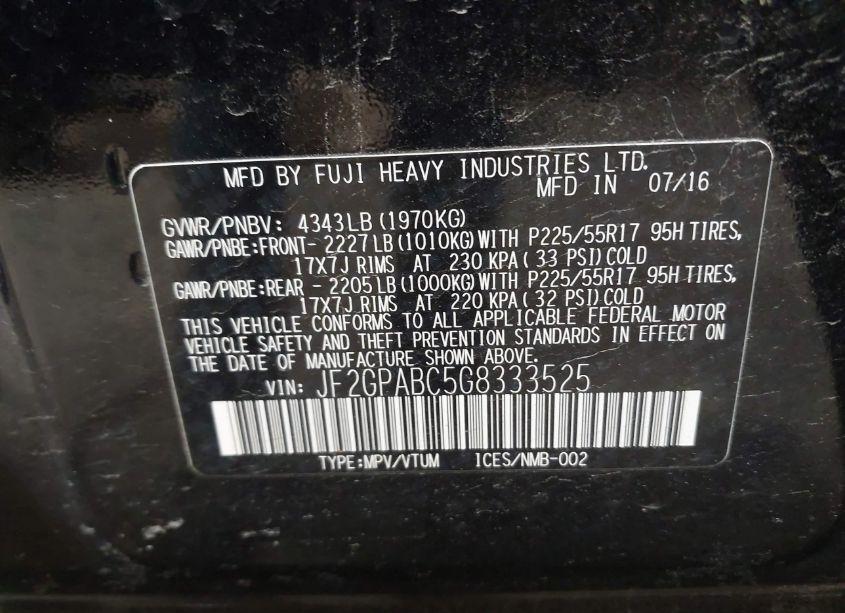 Photo 9 of 2016 Subaru Crosstrek 2.0I PREMIUM (VIN JF2GPABC5G8333525)