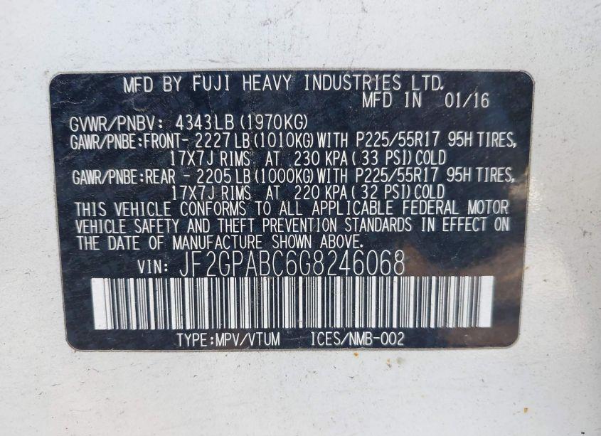 Photo 9 of 2016 Subaru Crosstrek 2.0I PREMIUM (VIN JF2GPABC6G8246068)