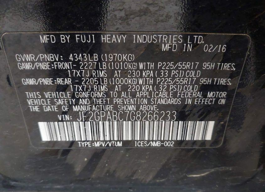 Photo 9 of 2016 Subaru Crosstrek 2.0I PREMIUM (VIN JF2GPABC7G8266233)