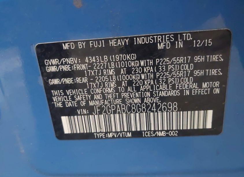 Photo 9 of 2016 Subaru Crosstrek 2.0I PREMIUM (VIN JF2GPABC8G8242698)