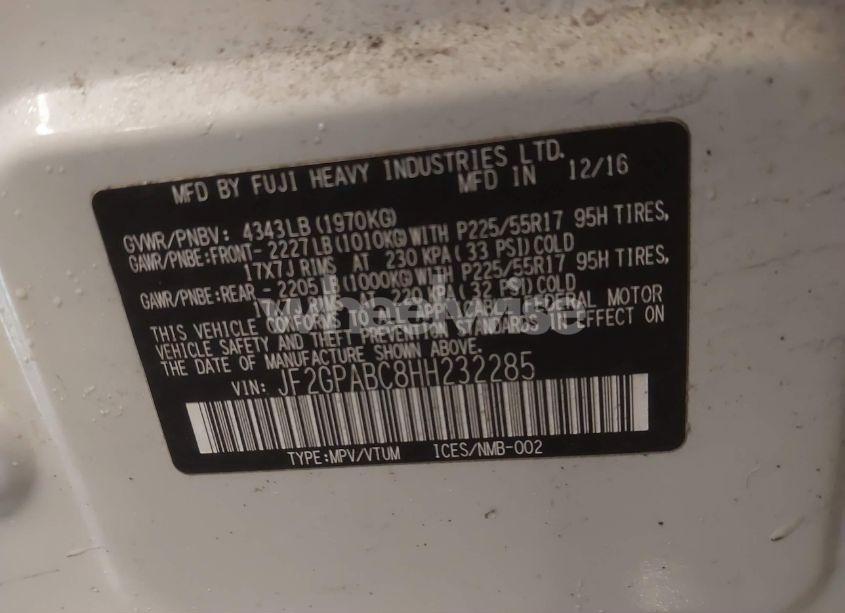 Photo 9 of 2017 Subaru Crosstrek 2.0I PREMIUM (VIN JF2GPABC8HH232285)