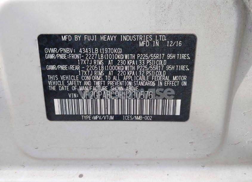 Photo 9 of 2017 Subaru Crosstrek 2.0I PREMIUM (VIN JF2GPABC9HH230576)