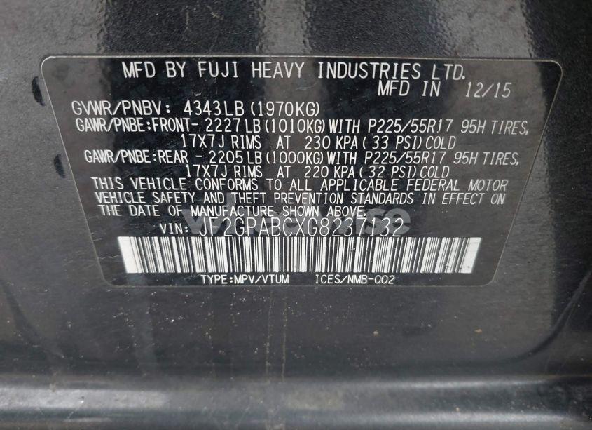 Photo 9 of 2016 Subaru Crosstrek 2.0I PREMIUM (VIN JF2GPABCXG8237132)