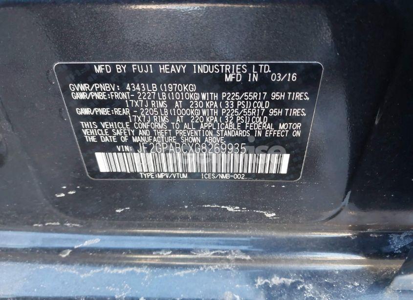 Photo 9 of 2016 Subaru Crosstrek 2.0I PREMIUM (VIN JF2GPABCXG8269935)