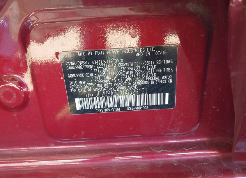 Photo 9 of 2016 Subaru Crosstrek 2.0I PREMIUM (VIN JF2GPABCXG8326151)