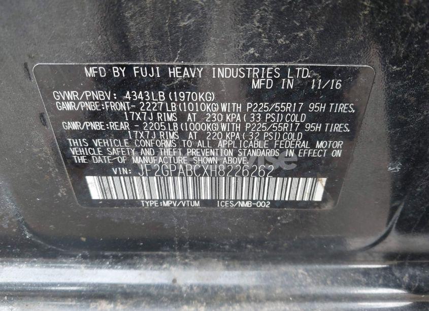 Photo 9 of 2017 Subaru Crosstrek 2.0I PREMIUM (VIN JF2GPABCXH8226262)