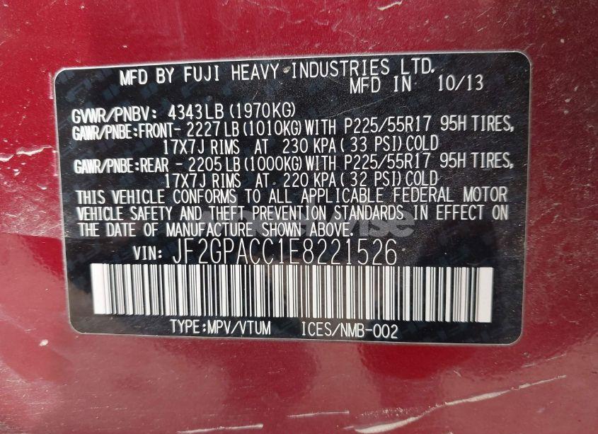 Photo 9 of 2014 Subaru Xv CROSSTREK 2.0I PREMIUM (VIN JF2GPACC1E8221526)