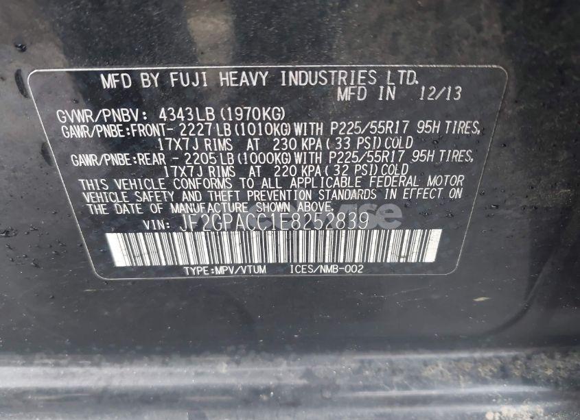 Photo 9 of 2014 Subaru Xv CROSSTREK 2.0I PREMIUM (VIN JF2GPACC1E8252839)