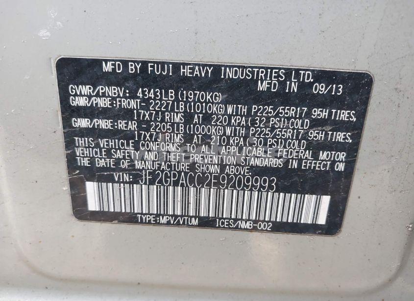 Photo 9 of 2014 Subaru Xv CROSSTREK 2.0I PREMIUM (VIN JF2GPACC2E9209993)