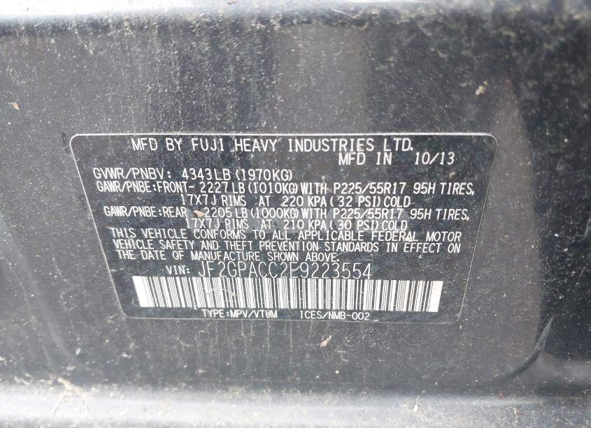 Photo 9 of 2014 Subaru Xv CROSSTREK 2.0I PREMIUM (VIN JF2GPACC2E9223554)