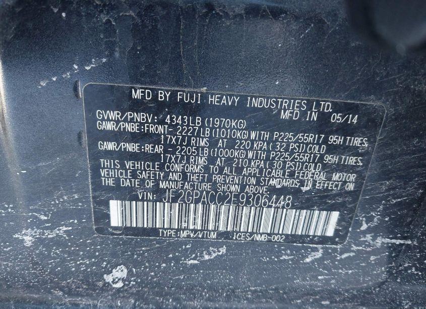 Photo 9 of 2014 Subaru Xv CROSSTREK 2.0I PREMIUM (VIN JF2GPACC2E9306448)