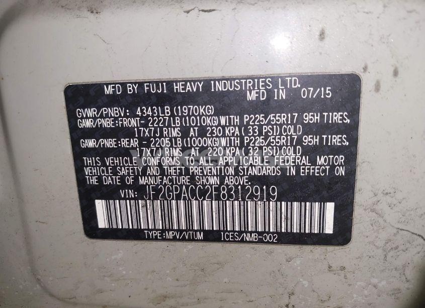 Photo 9 of 2015 Subaru Xv CROSSTREK 2.0I PREMIUM (VIN JF2GPACC2F8312919)