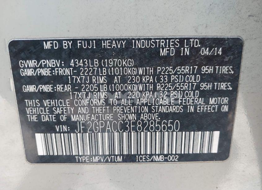 Photo 9 of 2014 Subaru Xv CROSSTREK 2.0I PREMIUM (VIN JF2GPACC3E8285650)