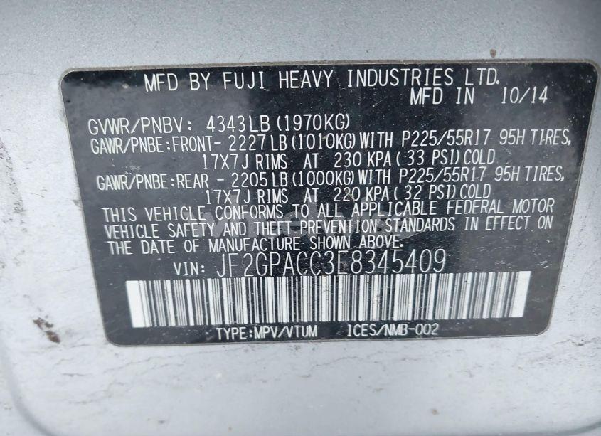 Photo 9 of 2014 Subaru Xv CROSSTREK 2.0I PREMIUM (VIN JF2GPACC3E8345409)