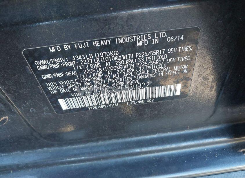 Photo 9 of 2014 Subaru Xv CROSSTREK 2.0I PREMIUM (VIN JF2GPACC3EH309221)