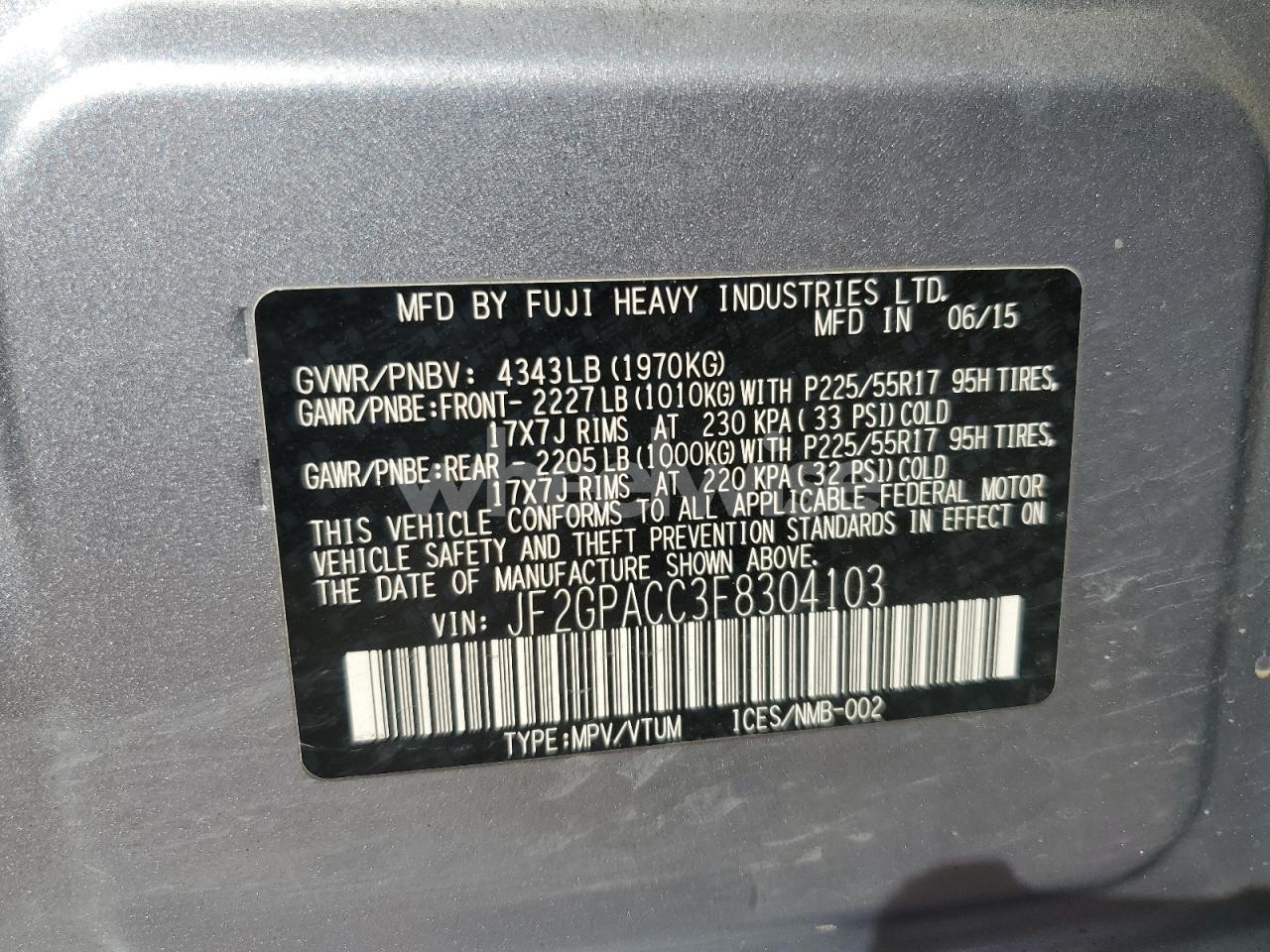 Photo 13 of 2015 SUBARU XV CROSSTREK 2.0 PREMIUM (VIN JF2GPACC3F8304103)