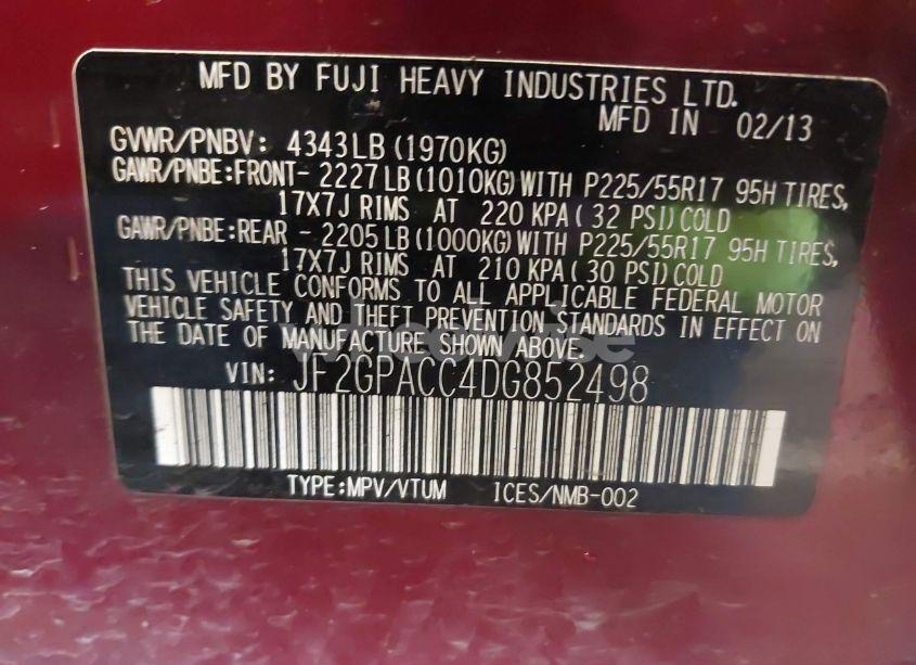 Photo 9 of 2013 Subaru Xv CROSSTREK 2.0I PREMIUM (VIN JF2GPACC4DG852498)