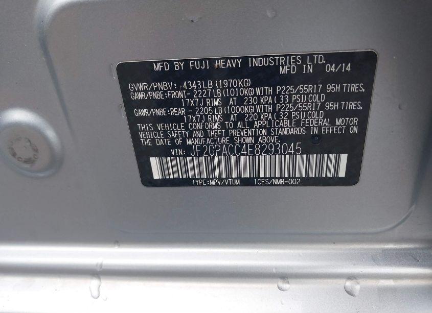 Photo 9 of 2014 Subaru Xv CROSSTREK 2.0I PREMIUM (VIN JF2GPACC4E8293045)