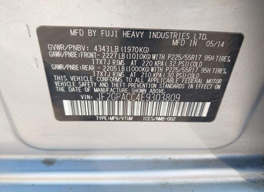 Photo 9 of 2014 Subaru Xv CROSSTREK 2.0I PREMIUM (VIN JF2GPACC4E9303809)