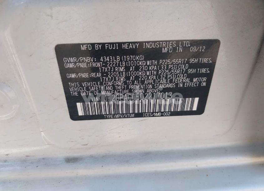 Photo 9 of 2013 Subaru Xv CROSSTREK 2.0I PREMIUM (VIN JF2GPACC5D2217013)