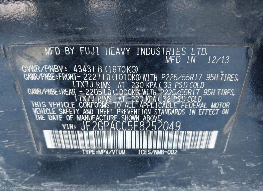 Photo 9 of 2014 Subaru Xv CROSSTREK 2.0I PREMIUM (VIN JF2GPACC5E8252049)