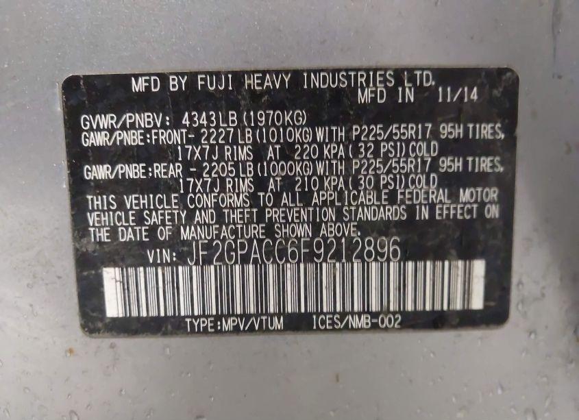 Photo 9 of 2015 Subaru Xv CROSSTREK 2.0I PREMIUM (VIN JF2GPACC6F9212896)