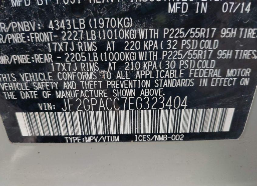 Photo 9 of 2014 Subaru Xv CROSSTREK 2.0I PREMIUM (VIN JF2GPACC7EG323404)