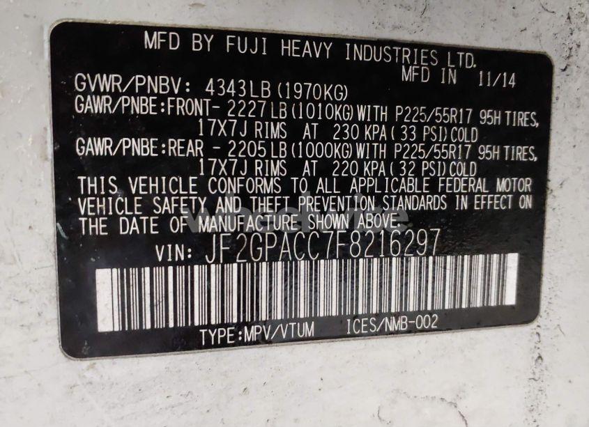 Photo 9 of 2015 Subaru Xv CROSSTREK 2.0I PREMIUM (VIN JF2GPACC7F8216297)