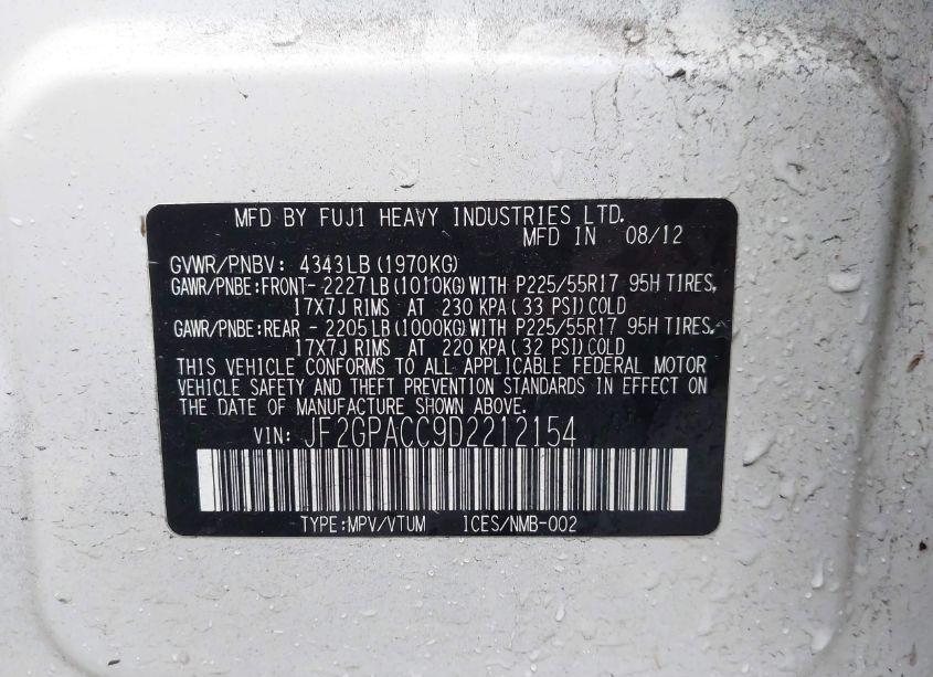 Photo 9 of 2013 Subaru Xv CROSSTREK 2.0I PREMIUM (VIN JF2GPACC9D2212154)