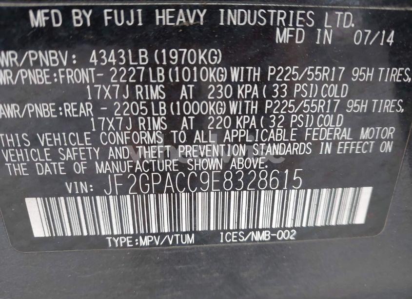 Photo 9 of 2014 Subaru Xv CROSSTREK 2.0I PREMIUM (VIN JF2GPACC9E8328615)