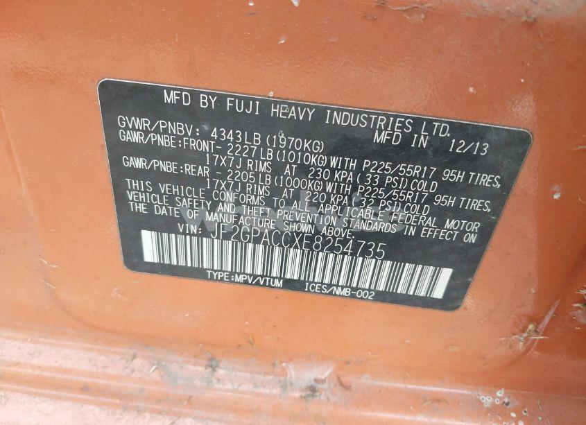 Photo 9 of 2014 Subaru Xv CROSSTREK 2.0I PREMIUM (VIN JF2GPACCXE8254735)