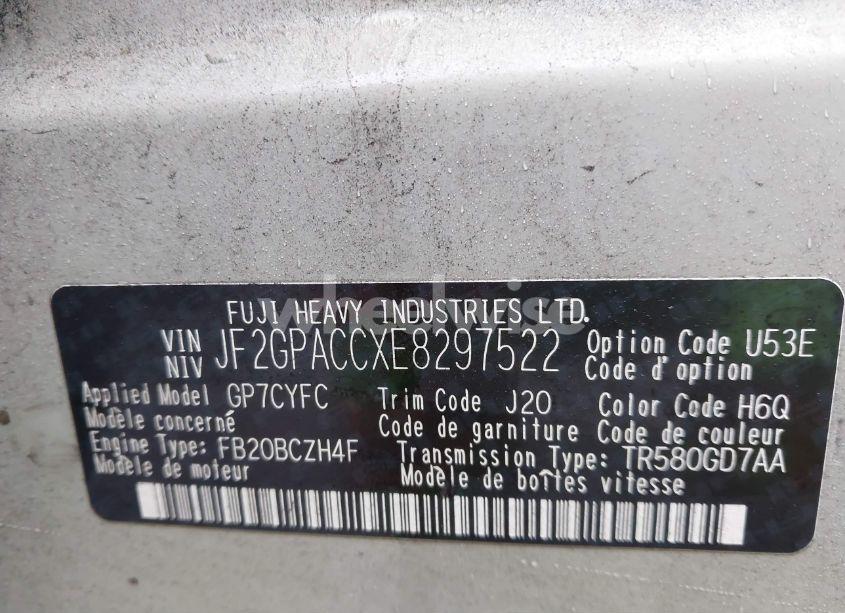 Photo 9 of 2014 Subaru Xv CROSSTREK 2.0I PREMIUM (VIN JF2GPACCXE8297522)