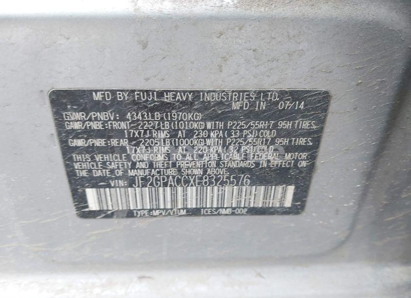 Photo 9 of 2014 Subaru Xv CROSSTREK 2.0I PREMIUM (VIN JF2GPACCXE8325576)