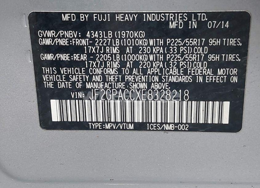 Photo 9 of 2014 Subaru Xv CROSSTREK 2.0I PREMIUM (VIN JF2GPACCXE8328218)