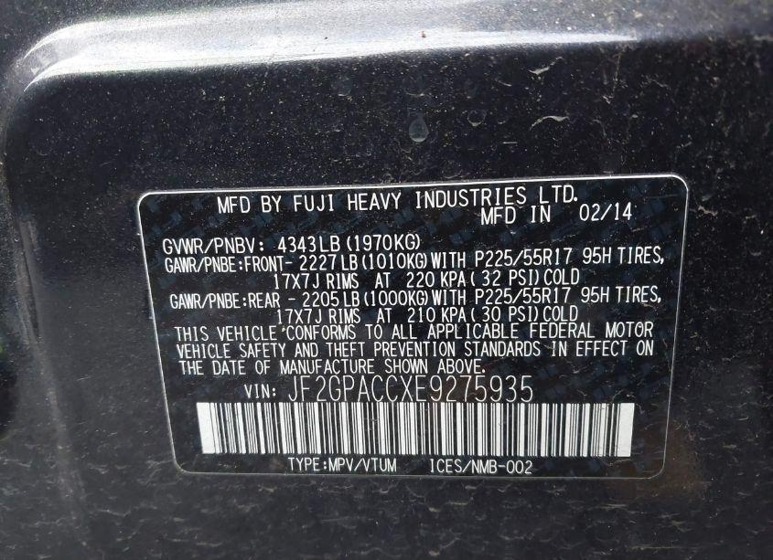 Photo 9 of 2014 Subaru Xv CROSSTREK 2.0I PREMIUM (VIN JF2GPACCXE9275935)