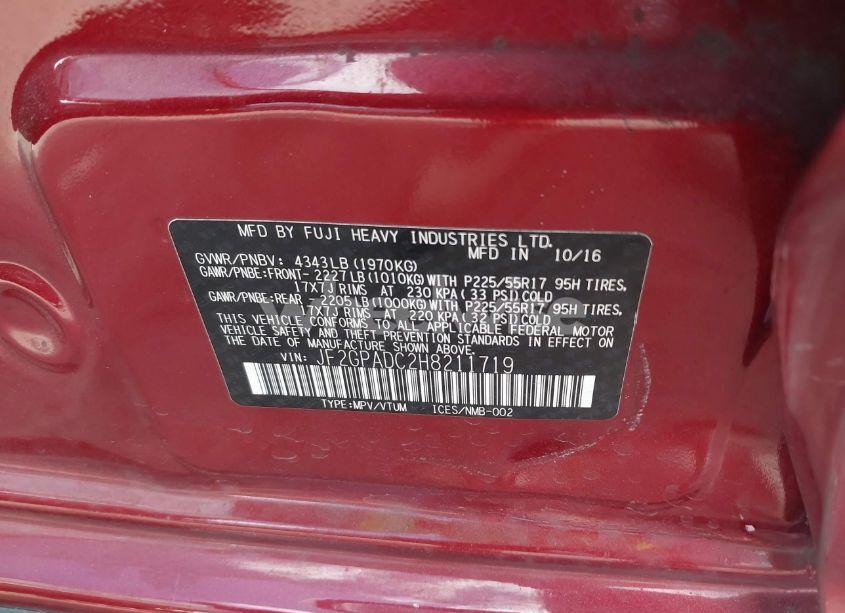 Photo 9 of 2017 Subaru Crosstrek 2.0I PREMIUM (VIN JF2GPADC2H8211719)