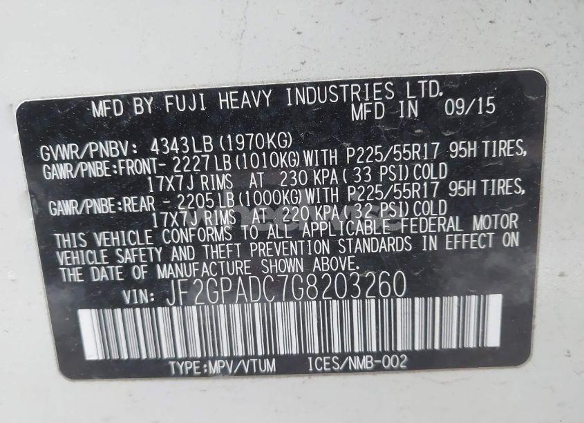 Photo 9 of 2016 Subaru Crosstrek 2.0I PREMIUM (VIN JF2GPADC7G8203260)