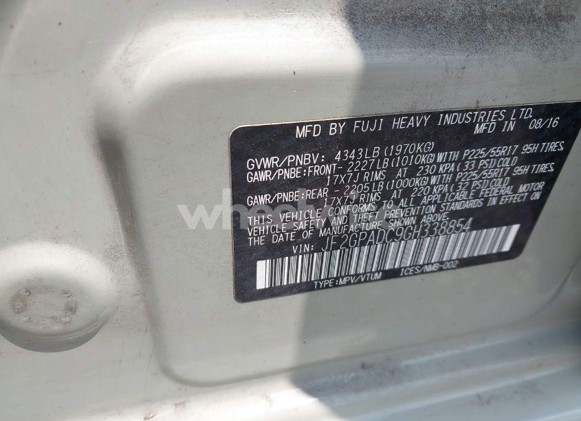 Photo 9 of 2016 Subaru Crosstrek 2.0I PREMIUM (VIN JF2GPADC9GH338854)