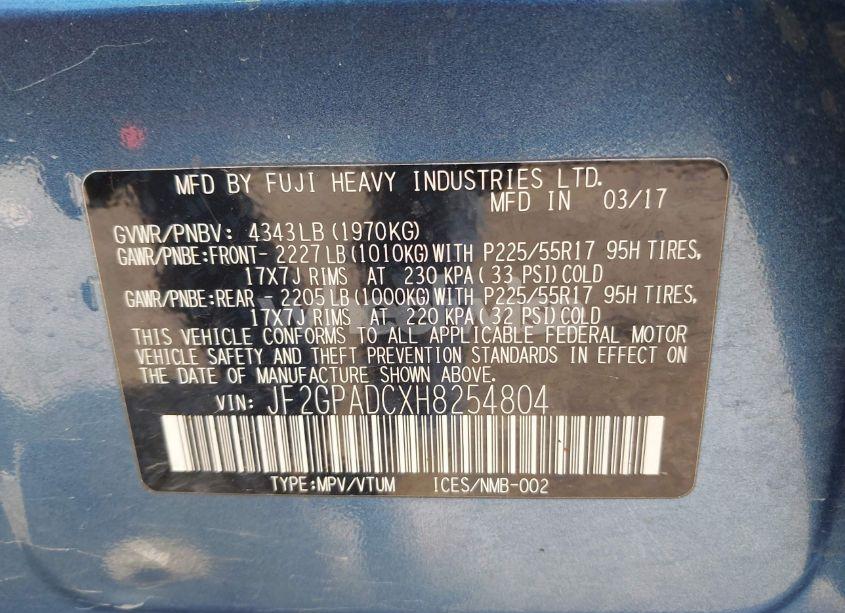 Photo 9 of 2017 Subaru Crosstrek 2.0I PREMIUM (VIN JF2GPADCXH8254804)