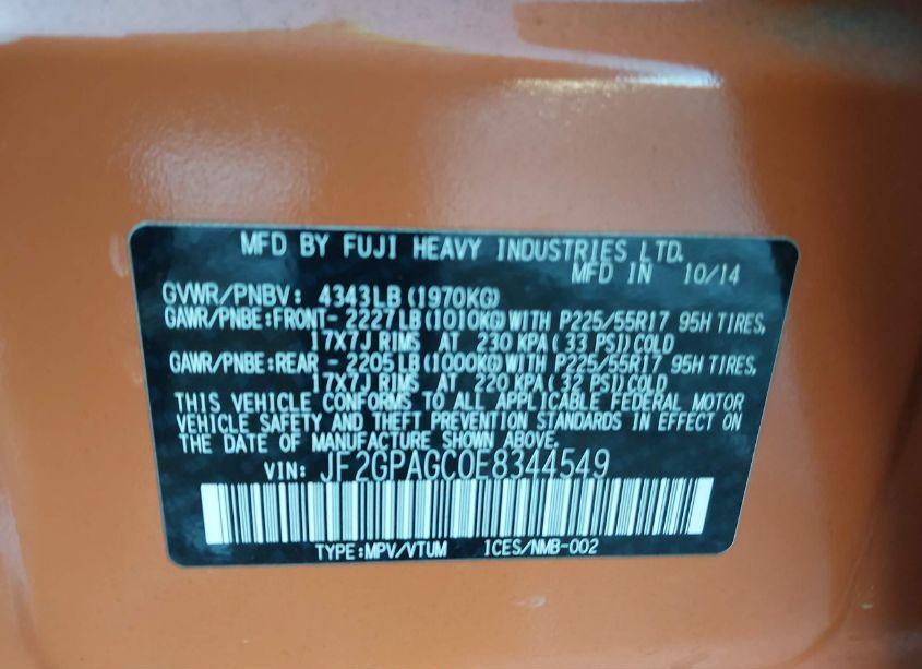 Photo 9 of 2014 Subaru Xv CROSSTREK 2.0I LIMITED (VIN JF2GPAGC0E8344549)